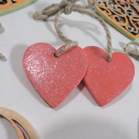 Peach (4) Wood Laser Cut Hearts and a double heart - Picture 8 of 10